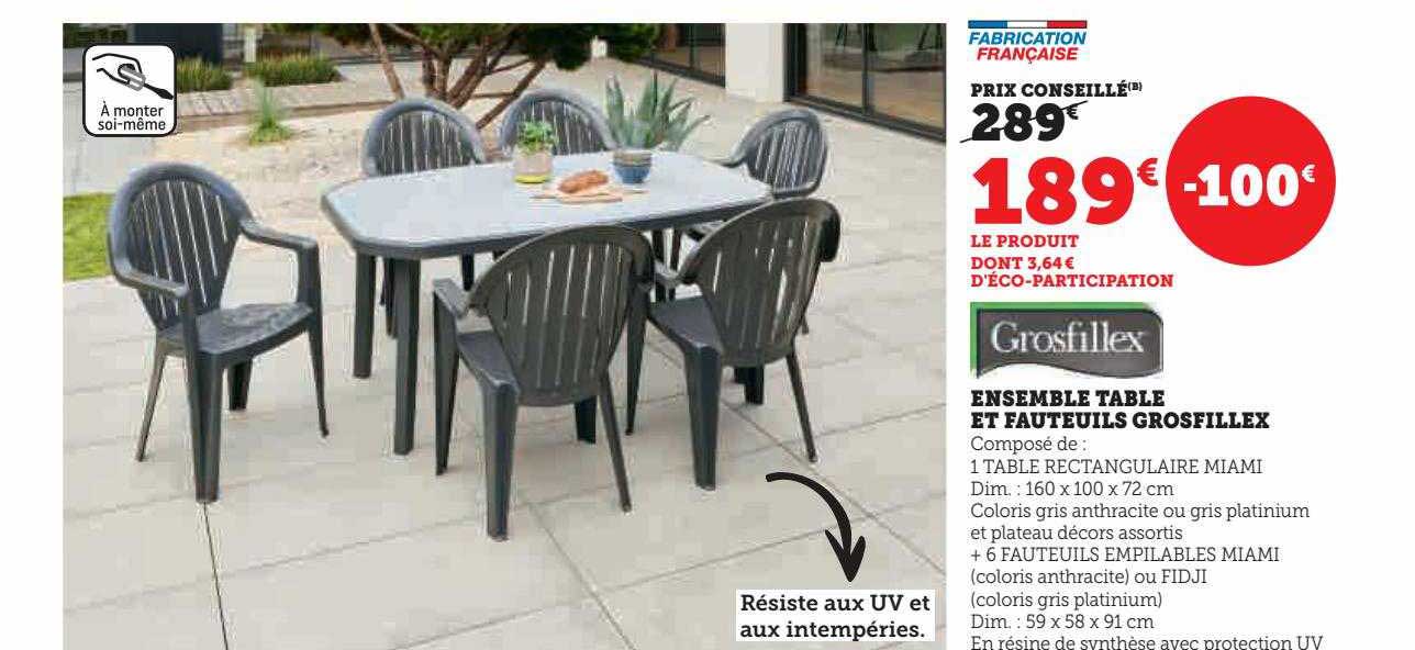 Grosfillex Ensemble Table Et Fauteuils