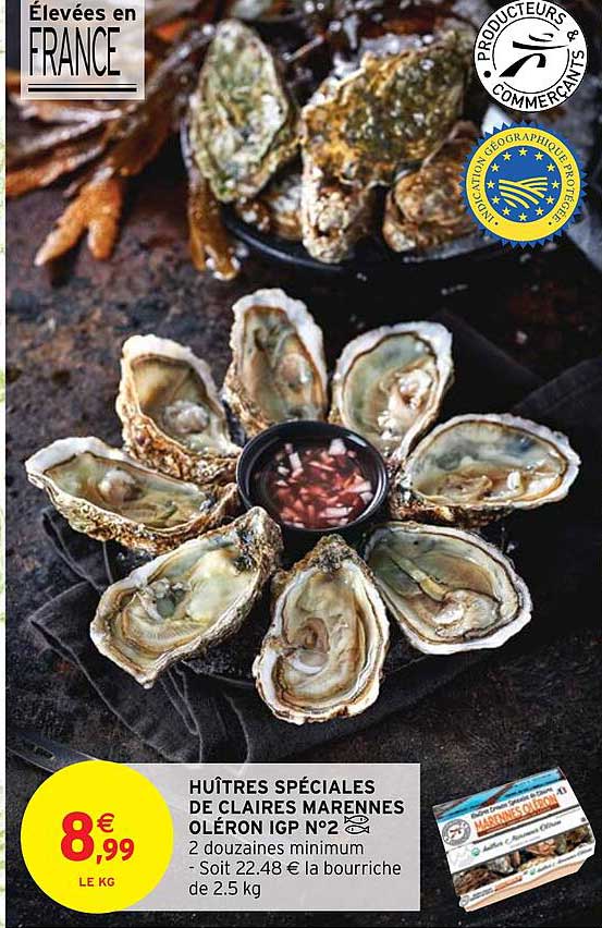 huîtres spéciales de claires marennes oléron igp n°2