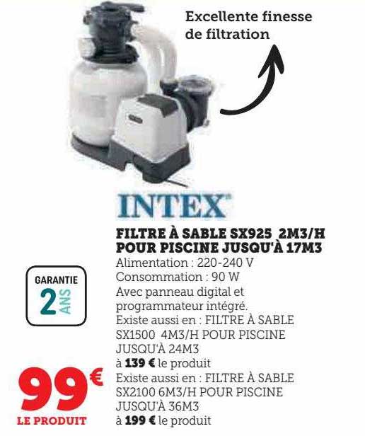 intex filtre à sable sx925 pour piscine jusqu'à 17m³