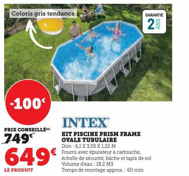 Intex Kit Pischine Prism Frame Ovale Tubulaire