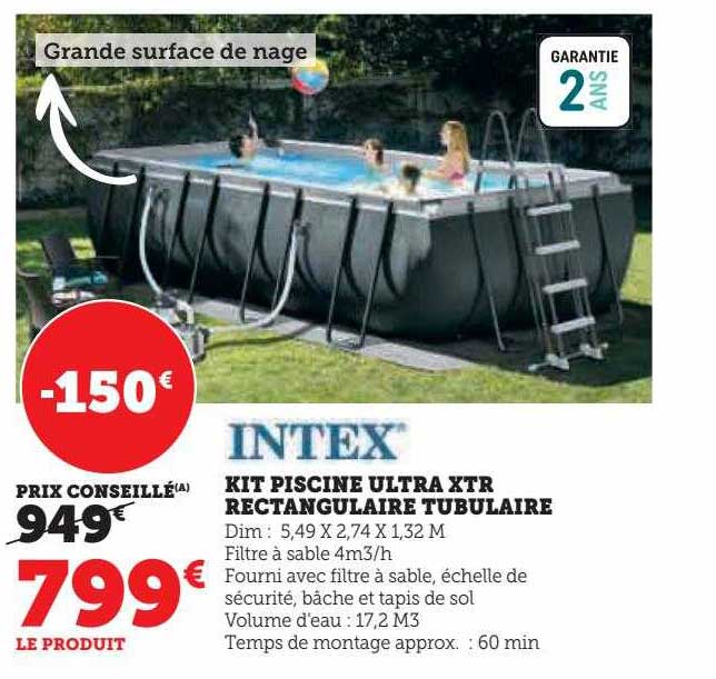 intex kit piscine ultra xtr rectangulaire tubulaire