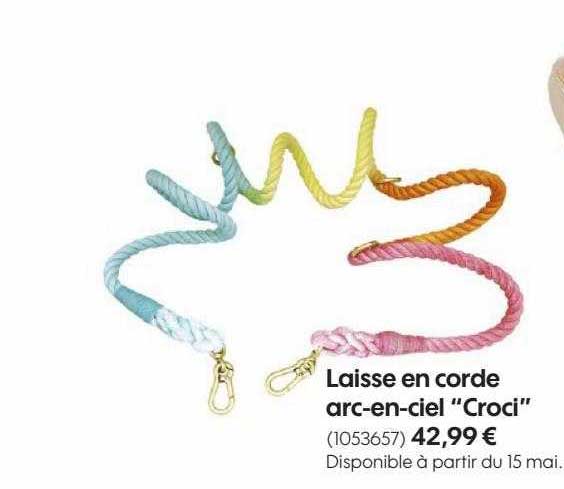 laisse en corde arc-en-ciel "croci"