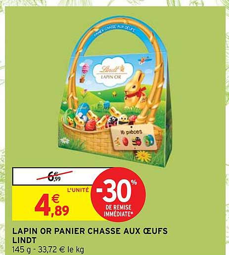 Lapin Or Panier Chasse Aux Oeufs Lindt
