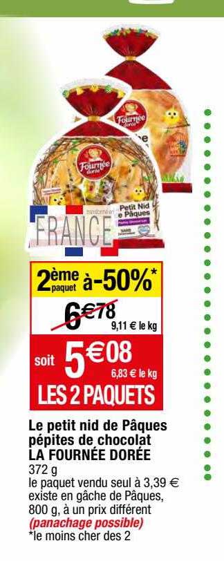 le petit nid de pâques pépites de chocolat la fournée dorée