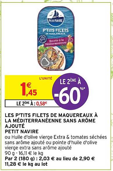 les p'tits filets de maquereaux à la méditerranéenne sans arôme ajouté petit navire