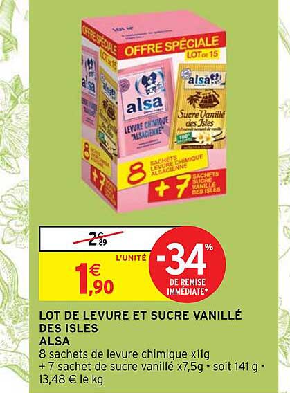 lot de levure et sucre vanillé des isles alsa