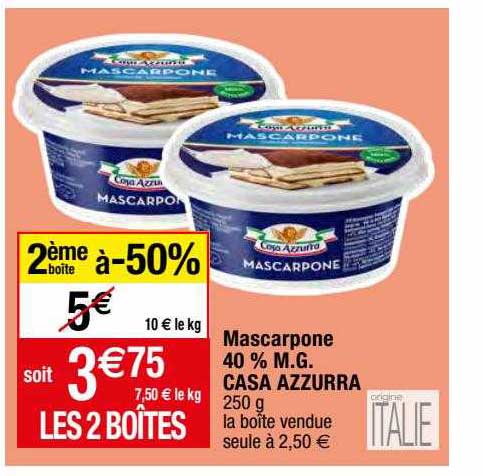 mascarpone 40% mg casa azzurra