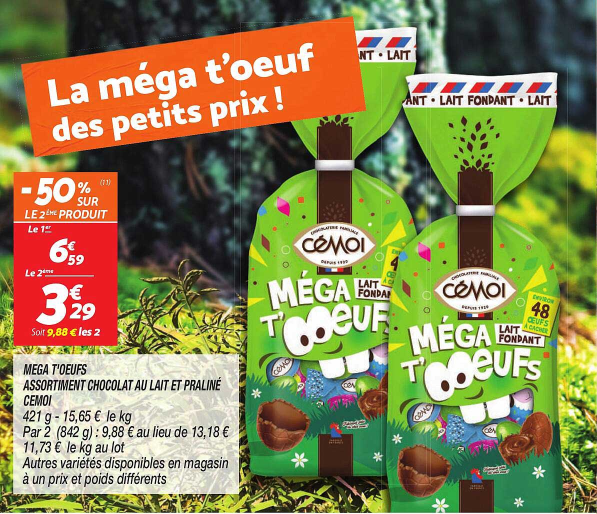 Méga T'œufs Assortiment Chocolat Au Lait Et Praliné Cémoi