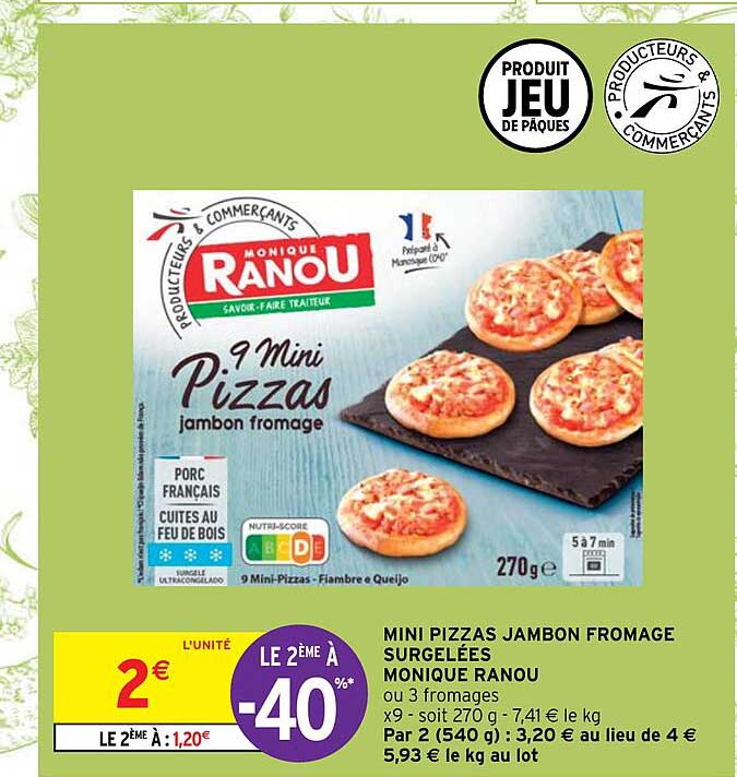 mini pizzas jambon fromage surgelées monique ranou