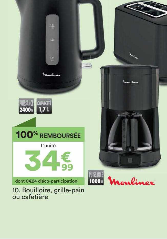 moulinex bouilloire, grille-pain ou cafetière