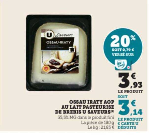 ossau iraty aop au lait pasteurisé de brebis u saveurs