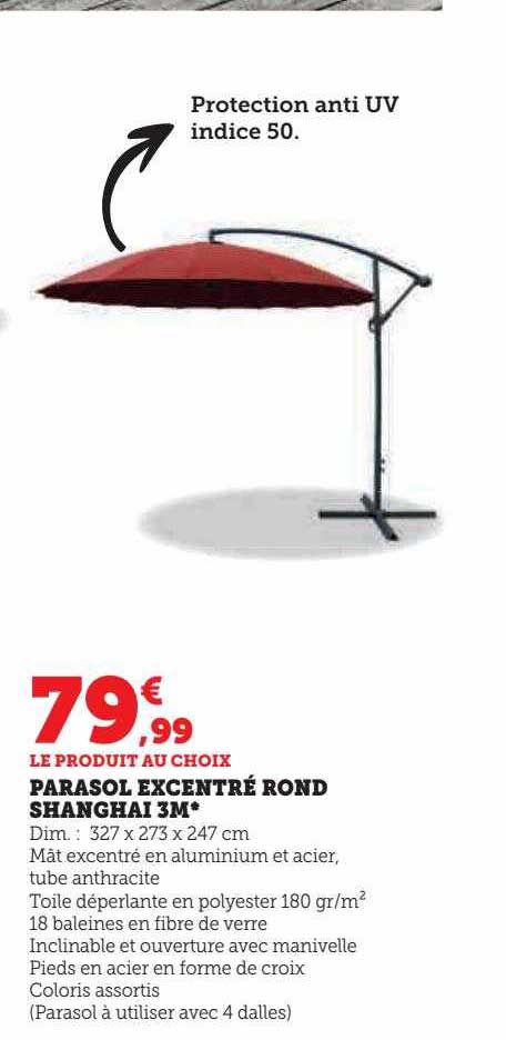 Parasol Excentré Rond Shangai 3m