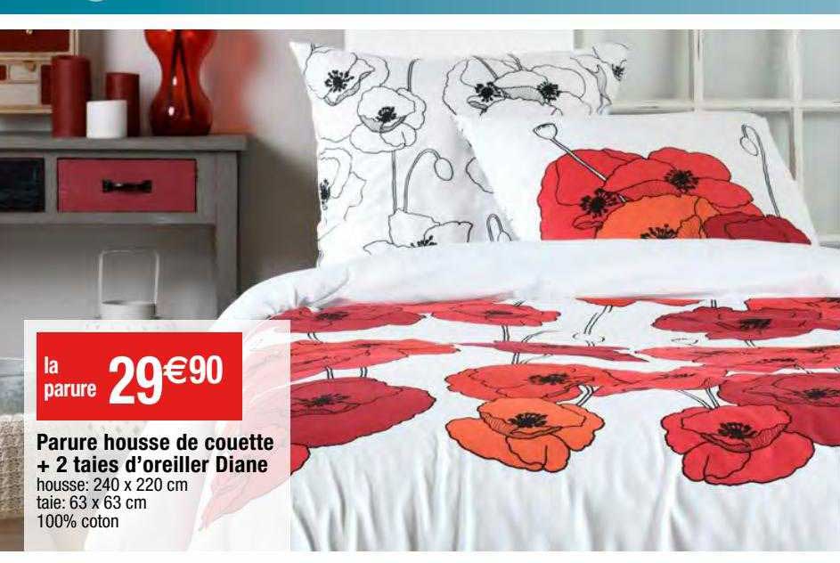 parure housse de couette + 2 taies d'oreiller diane