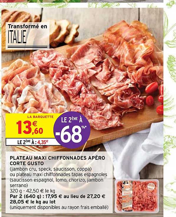 plateau maxi chiffonnades apéro corte gusto