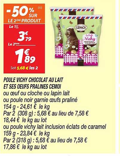 poule vichy chocolat au lait et ses œufs pralinés cémoi