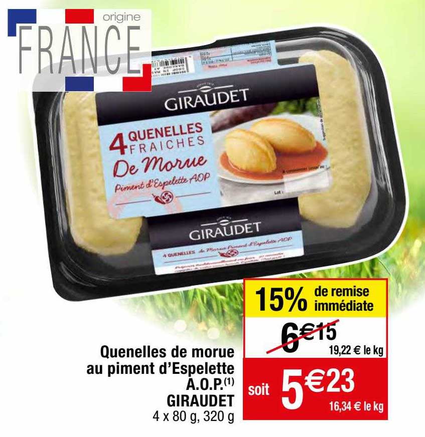 quenelles de morue au piment d'espelette a.o.p giraudet