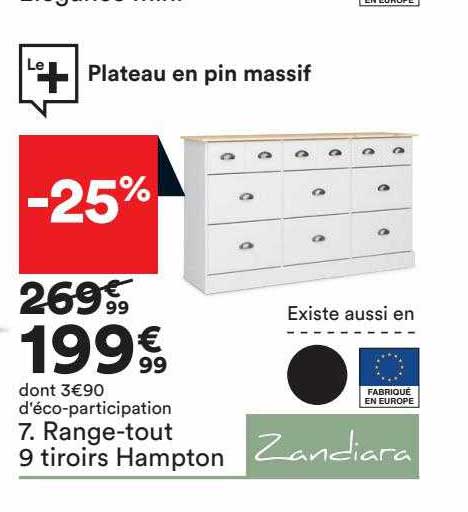 range-tout 9 tiroirs hampton zandiara