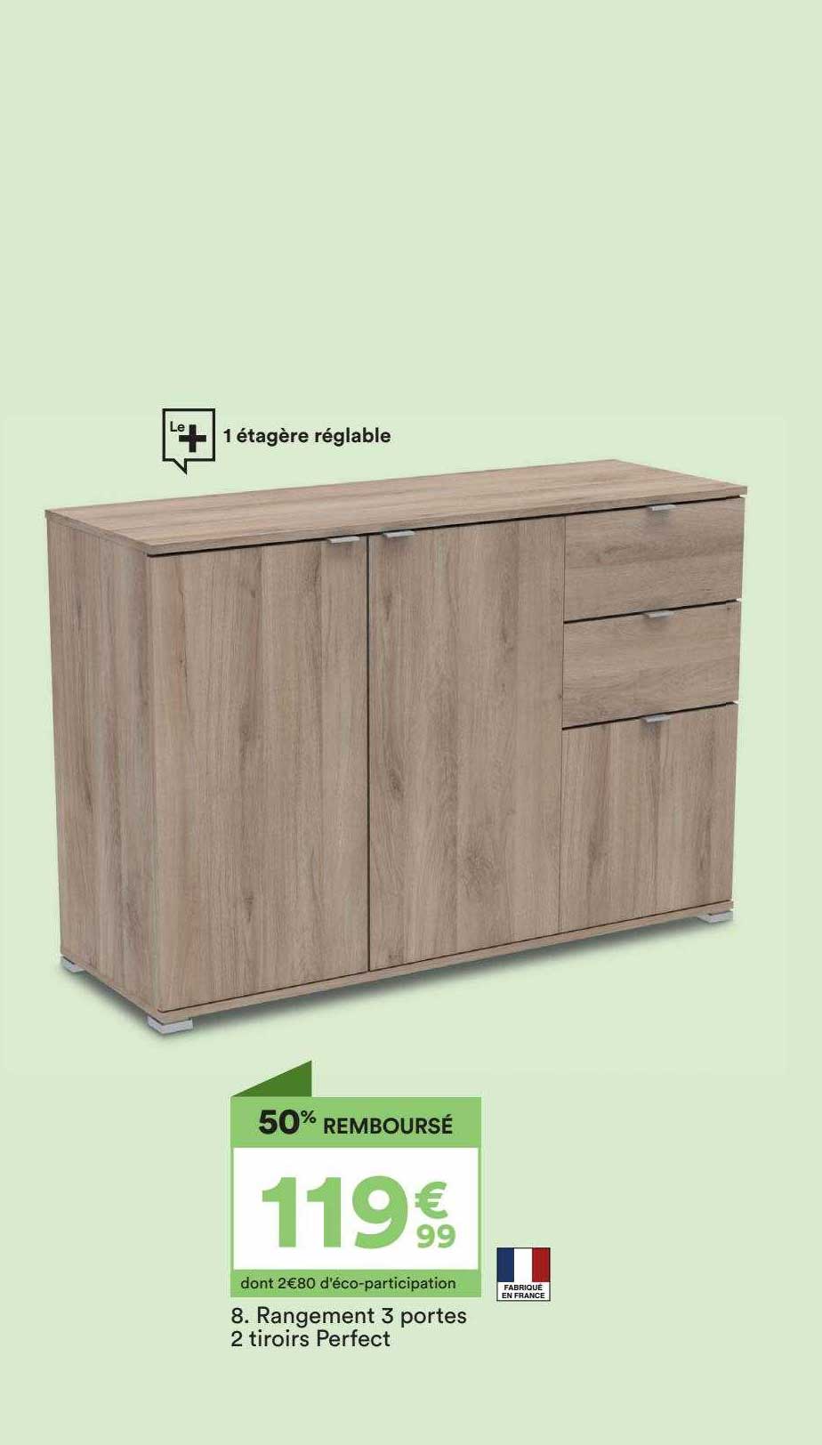 Rangement 3 Portes 2 Tiroirs Perfect