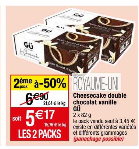 Royaume- uni cheesecake double chocolat vanille gü