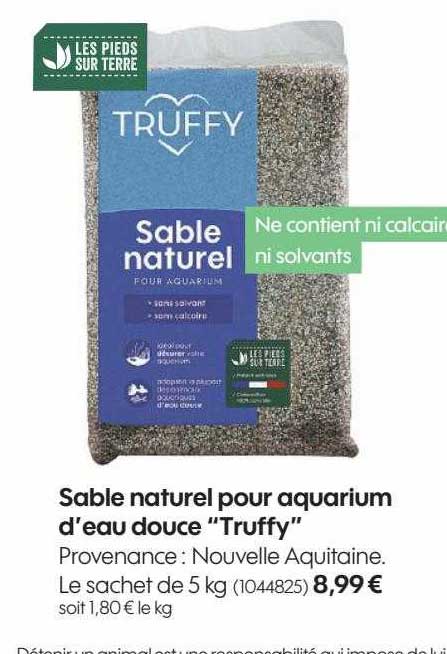 sable naturel pour aquarium d'eau douce "truffy"