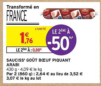 sauciss'goût boeuf piquant arabi