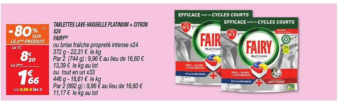 tablettes lave-vaisselle platinum+ citron x24 fairy