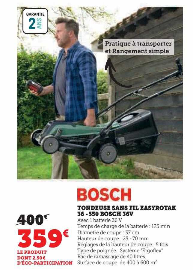 tondeuse sans fil easyrotak 36 - 550 bosch 36v