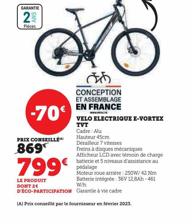 vélo électrique e-vortex tvt
