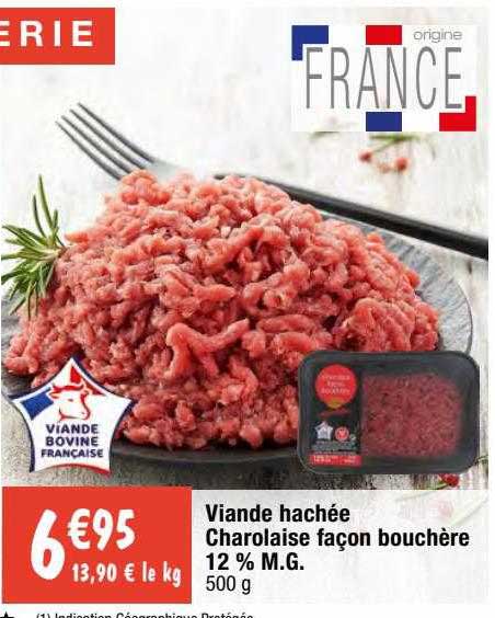 viande hachée charolaise façon bouchère 12% mg