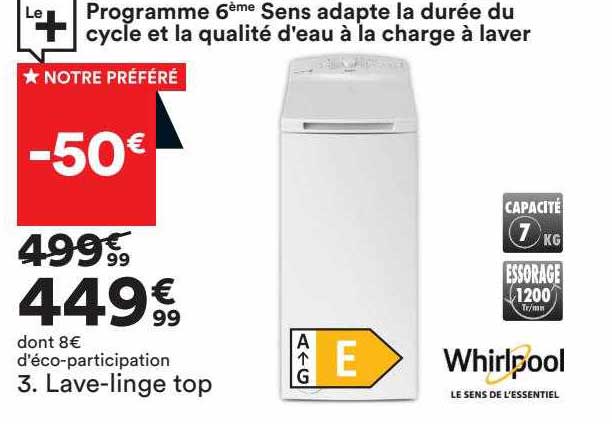 whirlpool lave-linge top