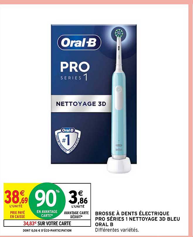 brosse à dents électrique pro séries 1 nettoyage 3d bleu oral b