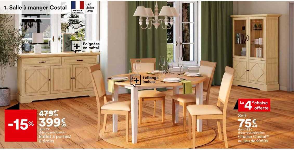 buffet 3 portes/2 tiroirs, chaise costal