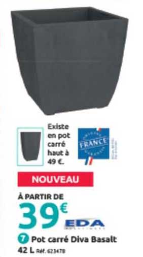 Pot Carré Diva Basalt 42 L Eda