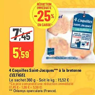 4 coquilles saint-jacques ** à la bretonne celtigel