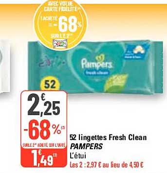 52 Lingettes Fresh Clean Pampers