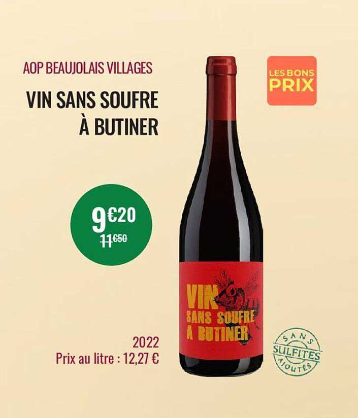 aop beaujolais villages vin sans soufre à butiner 2022