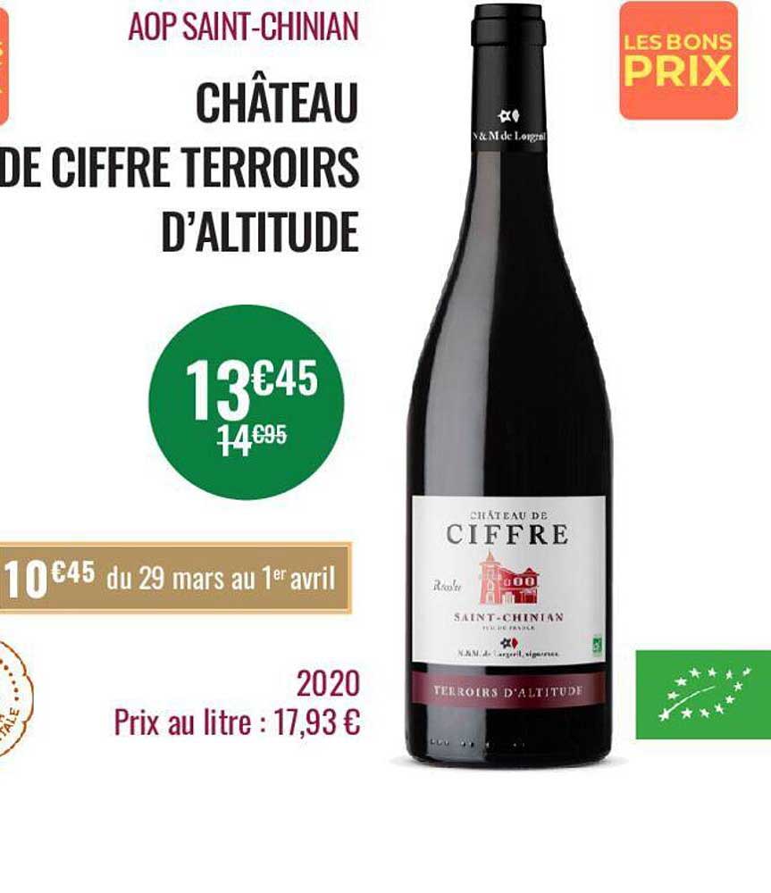 aop saint-chinian château de ciffre terroirs d'altitude 2020