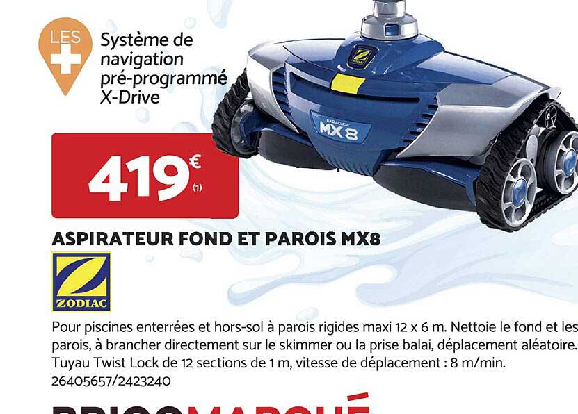 aspirateur fond et parois mx8 zodiac