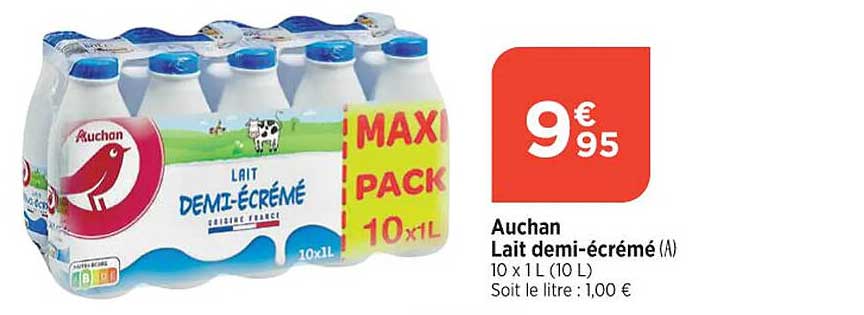 auchan lait demi-écrémé