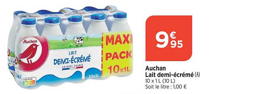 auchan lait demi-écrémé