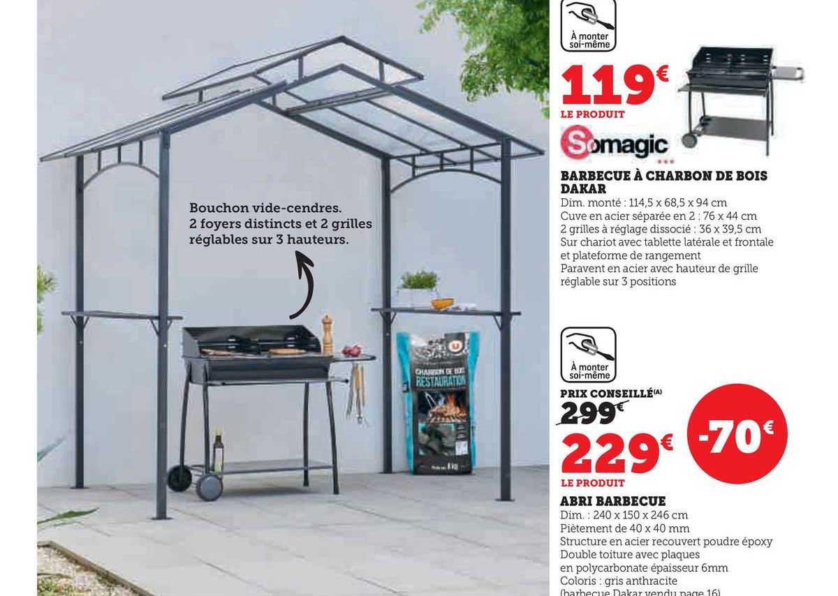 barbecue à charbon de bois dakar somagic, abri barbecue