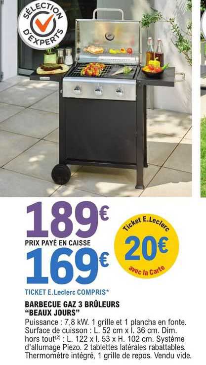 barbecue gaz 3 brûleurs "beaux jours"