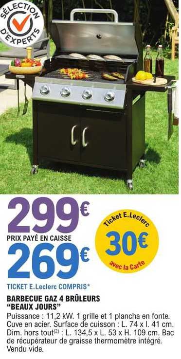 barbecue gaz 4 brûleurs "beaux jours"