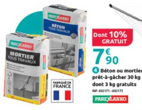 béton ou mortier prêt-à-gâcher 30 kg dont 3 kg gratuits