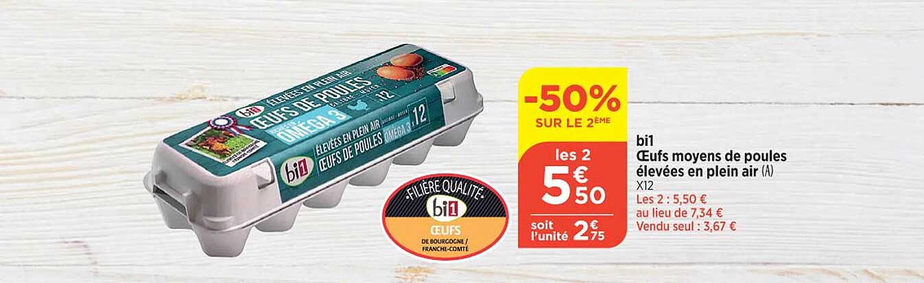 bi1 oeufs moyens de poules élevées en plein air