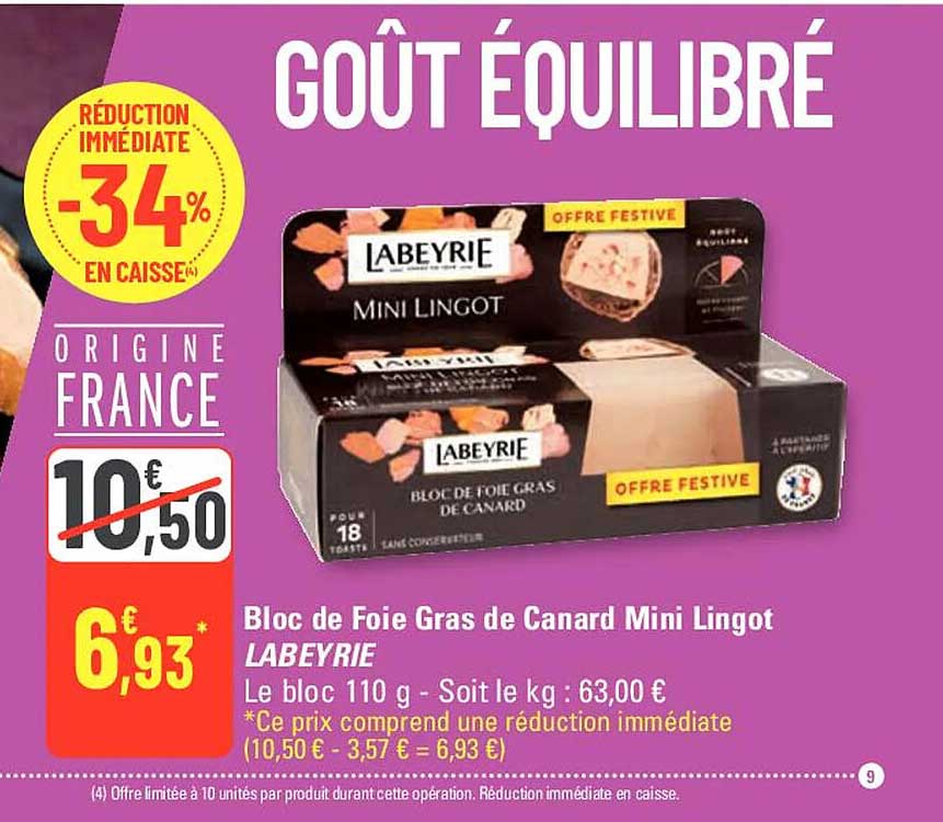 bloc de foie gras de canard mini lingot labeyrie