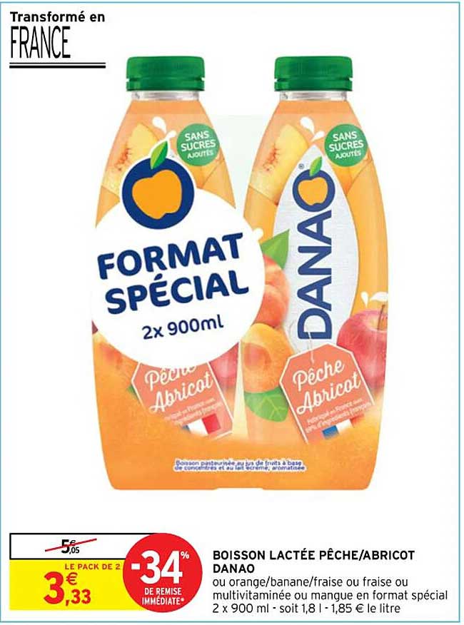 boisson lactée pêche/abricot danao