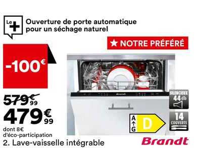 brandt lave-vaisselle intégrable
