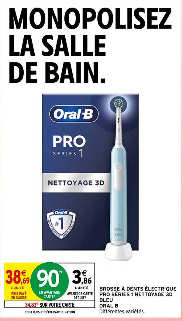 brosse à dents électrique pro séries 1 nettoyage 3d bleu oral b