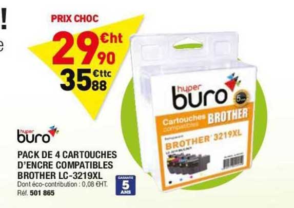 buro pack de 4 cartouches d'encre  compatibles  brother lc-3219XL